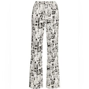 Reformation Black and White Graphic Wide Leg Jeans